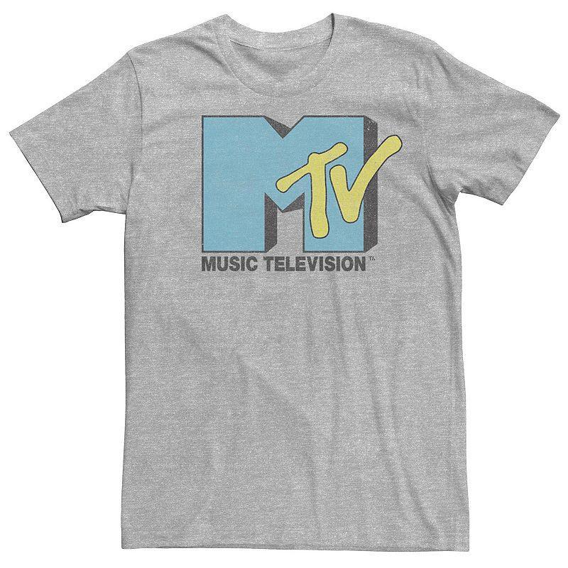 Mens MTV Turquoise Pop Color Logo Short Sleeve Tee Athletic Grey Product Image