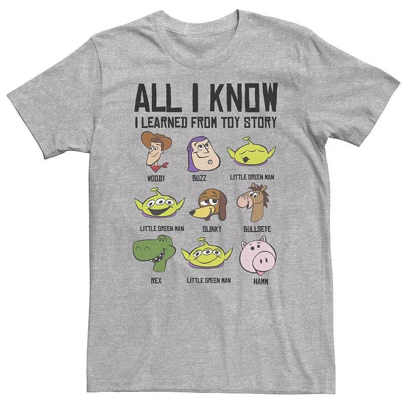 Big & Tall Disney / Pixar Toy Story All I Know I Learned From Toy Story Tee, Mens Athletic Grey Product Image