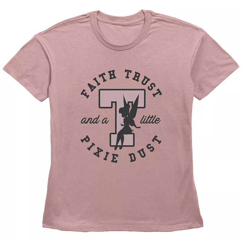 Disneys Tinker Bell Faith Trust And A Little Pixie Dust Stamp Basic Fit Womens Graphic Tee, Girls Product Image