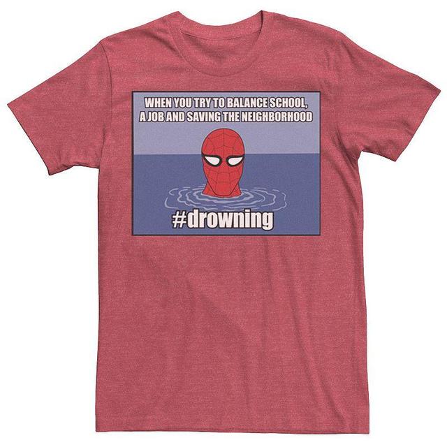 Mens Marvel Spider-Man #drowning Vintage Portrait Panel Graphic Tee Red Product Image