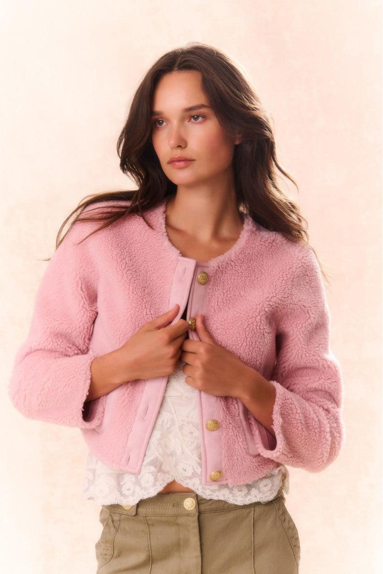 Lully Faux Shearling Jacket - ROSE DUST Product Image