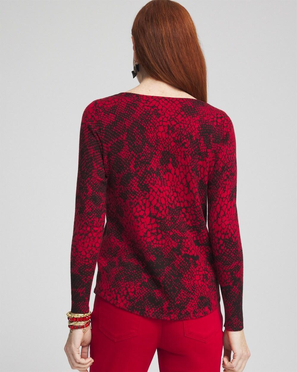 Snake Print V-Neck Pullover Sweater Product Image