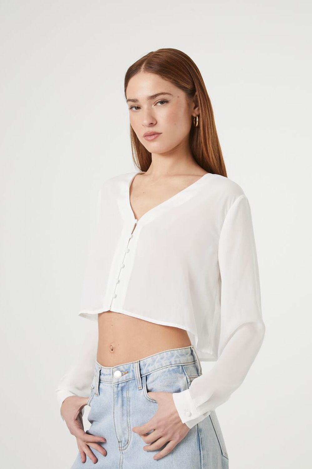 Boxy Cropped V-Neck Top | Forever 21 Product Image