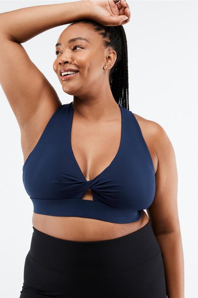 Fabletics Oasis Twist-Front Sports Bra Womens abyss plus Size 2X Product Image