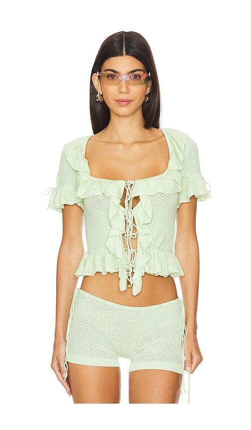 Crochet Ruffle Knit Tie Top Product Image