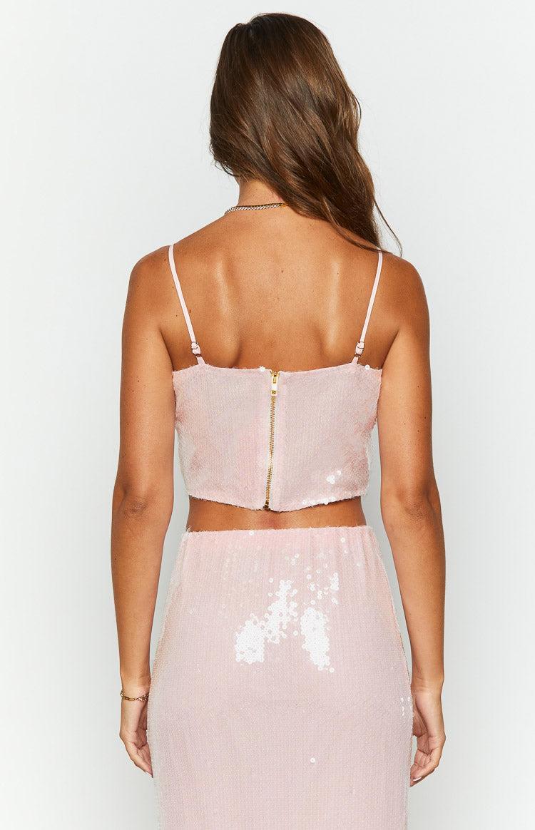 Bellah Pink Sequin Crop Top Product Image