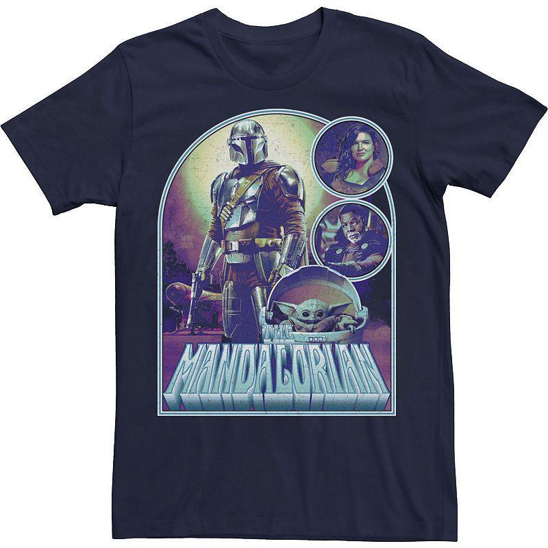 Mens Star Wars The Mandalorian Bounty Jobs Vintage Group Shot Tee Blue Product Image