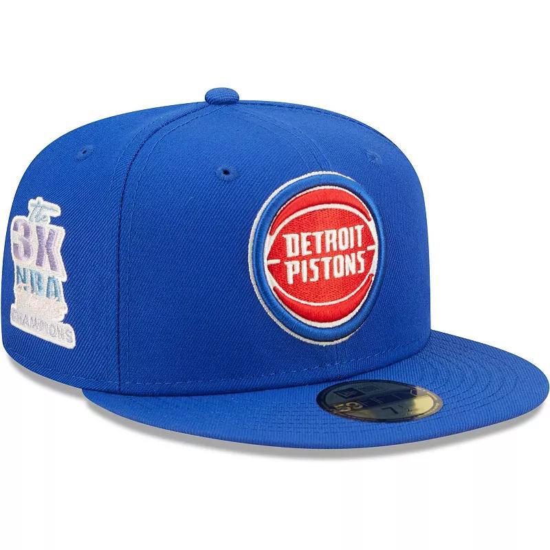 Mens New Era Blue Detroit Pistons 3x NBA Finals Champions Pop Sweat 59FIFTY Fitted Hat Product Image