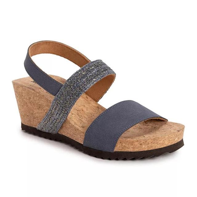 MUK LUKS Wendy Womens Wedge Sandals Blue Product Image