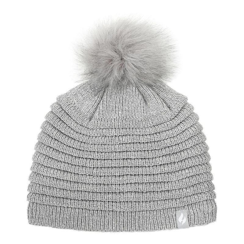 Womens Heat Holders Heatweaver Rib Knit Pom Pom Hat Product Image