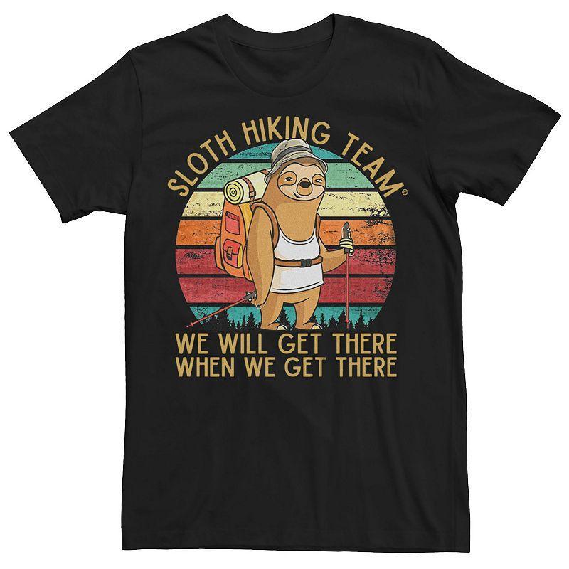 Mens Sloth Hiking Team Get There When We Get There Graphic Tee Blue Product Image