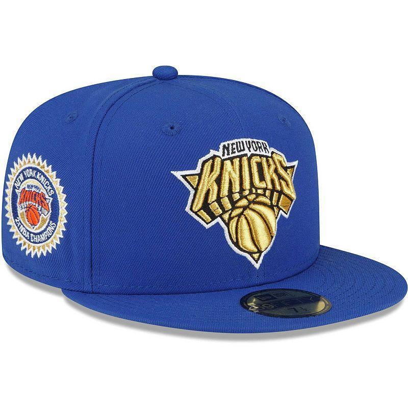 Mens New Era New York Knicks 2x NBA Champions Metallic Undervisor 59FIFTY Fitted Hat Product Image