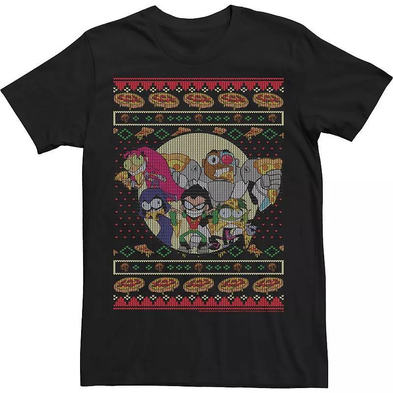 Mens DC Comics Teen Titans Go! Pizza Friends Ugly Sweater Style Tee Product Image