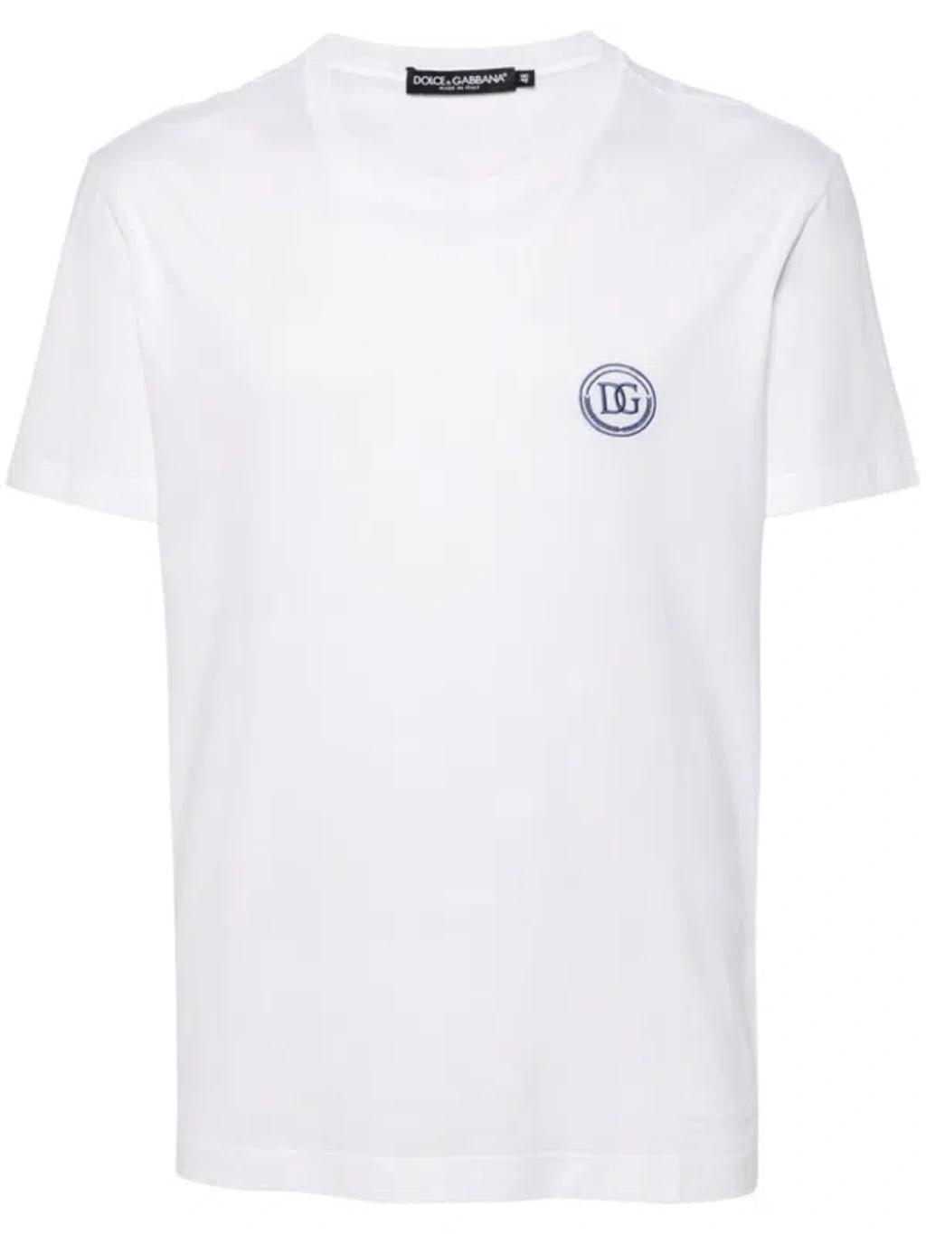 Logo-embroidered Cotton T-shirt In White Product Image