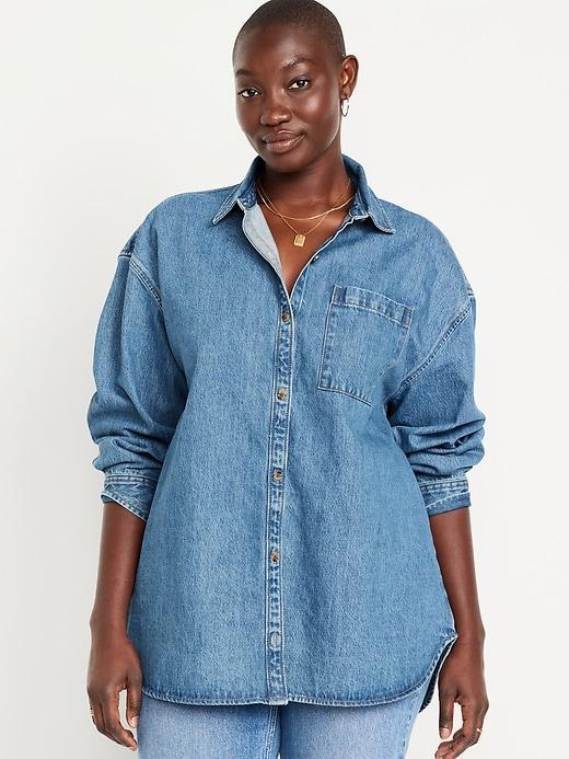 Boyfriend Button-Down Jean Tunic Product Image