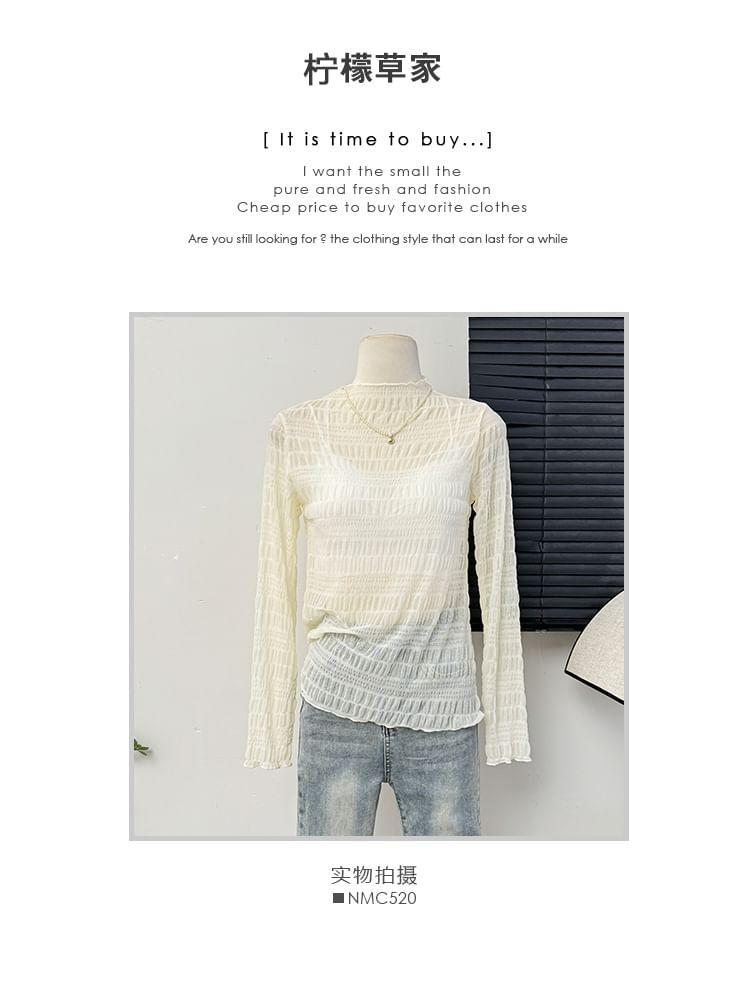 Mock-Neck Sheer Lace Top Product Image