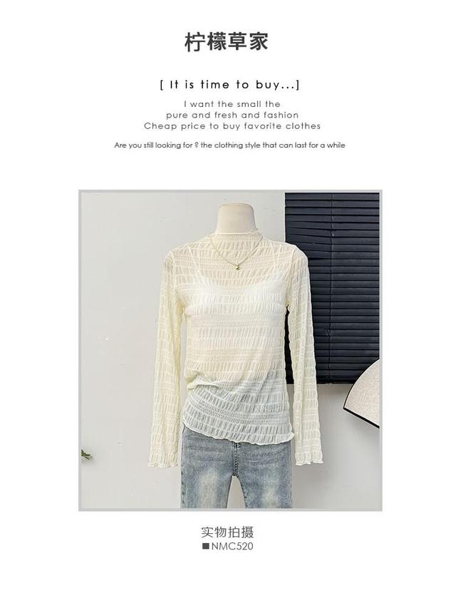 Mock-Neck Sheer Lace Top Product Image