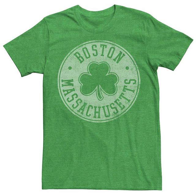 Mens Boston Massachusetts Shamrock Logo Tee Kelly Grey Product Image