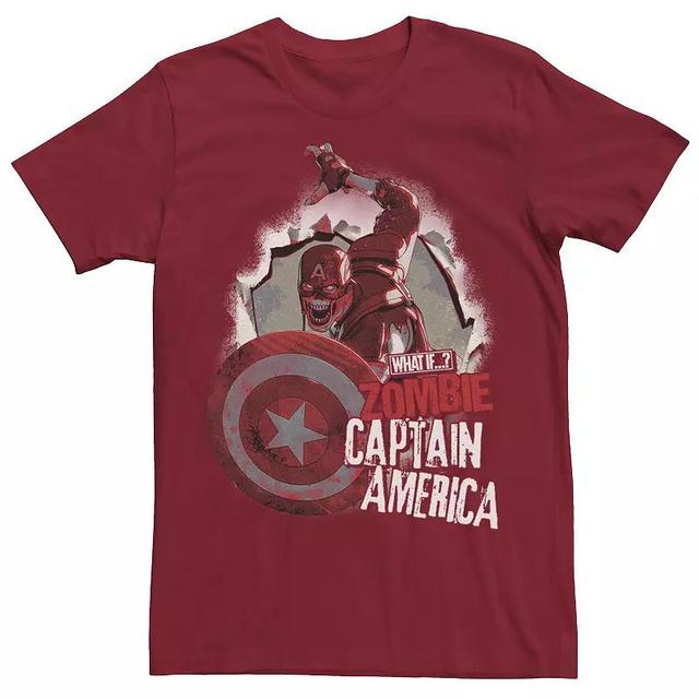 Mens Marvel What If Captain America Zombie Burst Poster Tee, Boys Blue Product Image