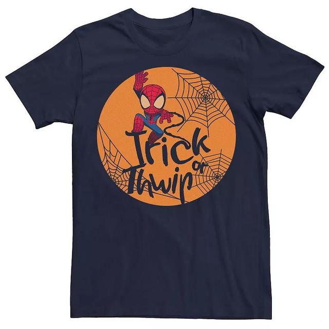 Mens Marvel Spider-Man Trick Or Thwip Halloween Tee Blue Product Image