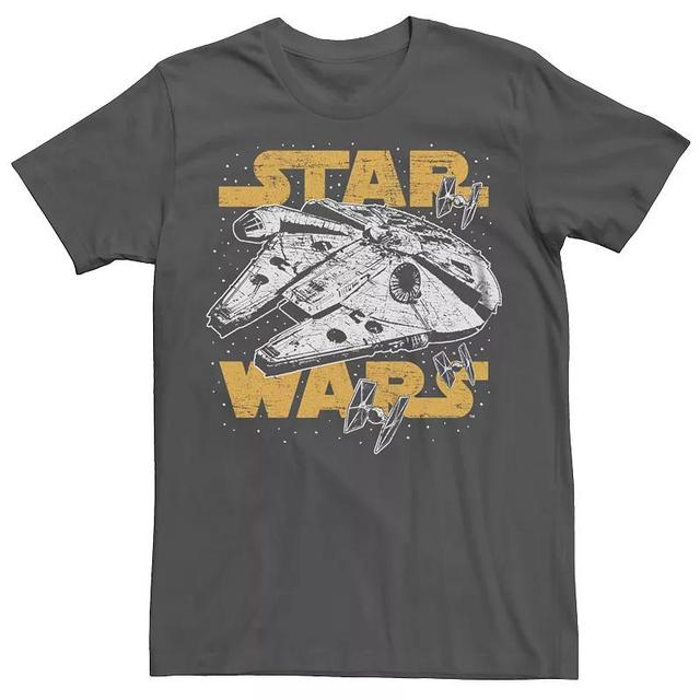 Mens Star Wars Millennium Falcon Tie Fighter Tee Grey Product Image