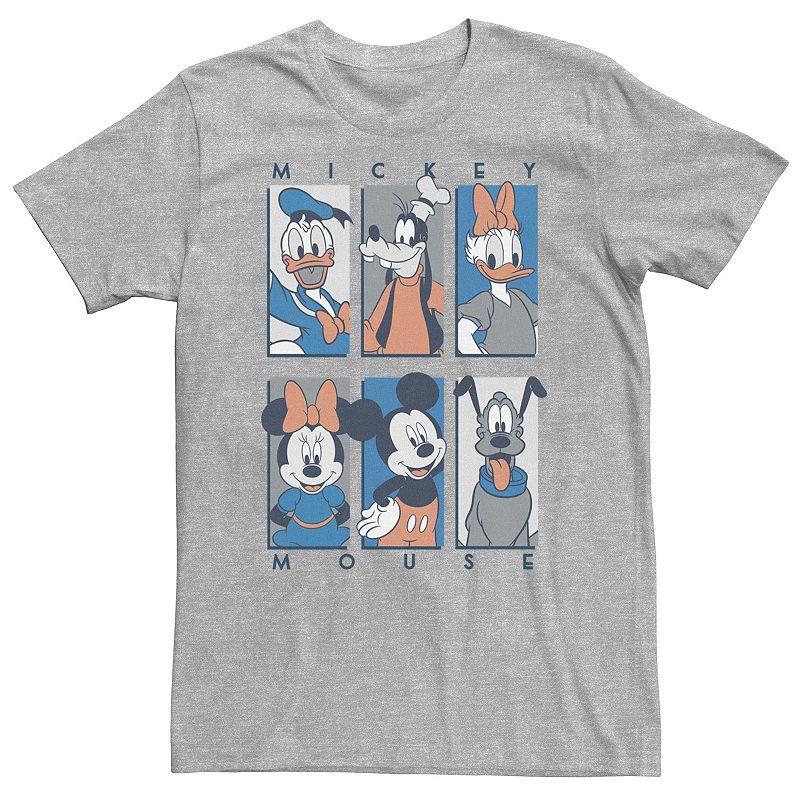 Big & Tall Disney Mickey & Friends Character Panel Blue Tee, Mens Athletic Grey Product Image