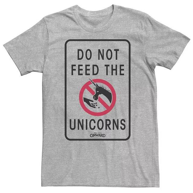 Big & Tall Disney / Pixar Onward Do Not Feed The Unicorns Sign Tee, Mens Athletic Grey Product Image