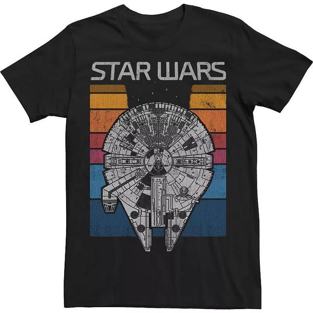 Big & Tall Star Wars Millennium Falcon Retro Stripes Logo Tee, Mens Product Image