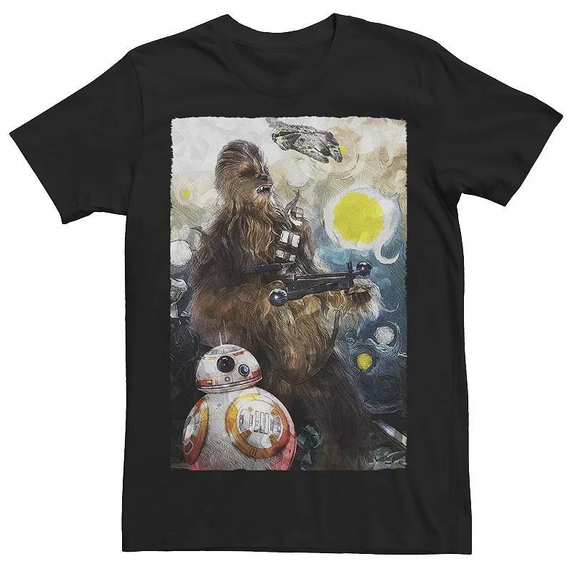 Mens Star Wars BB-8 And Chewbacca Starry Night Poster Tee Product Image