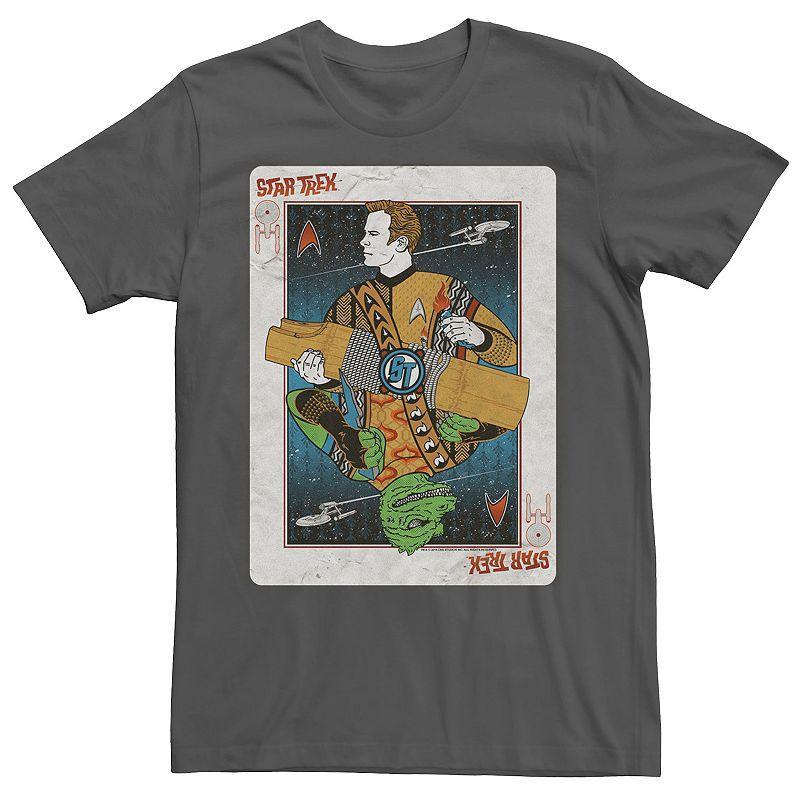 Mens Star Trek Original Series Captain Kirk Playing Card Tee Grey Product Image