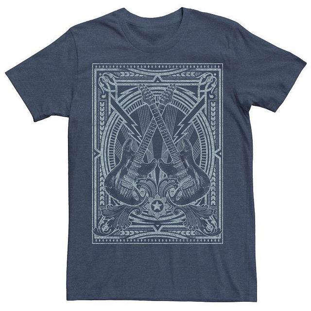 Mens Cross Guitars Distressed Poster Tee Navy Grey Product Image