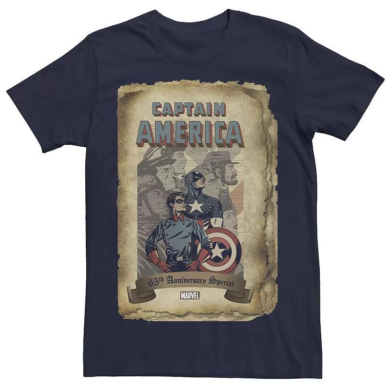 Mens Marvel Captain America And Bucky Barnes 65th Anniversary Tee Blue Product Image