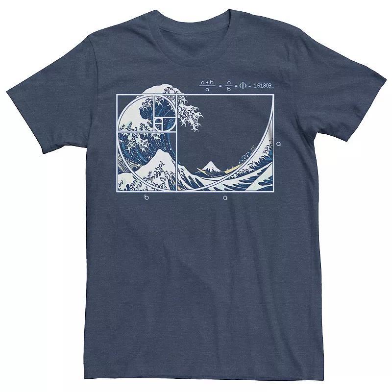 Mens The Great Fibonacci Wave Graphic Tee Navy Grey Product Image