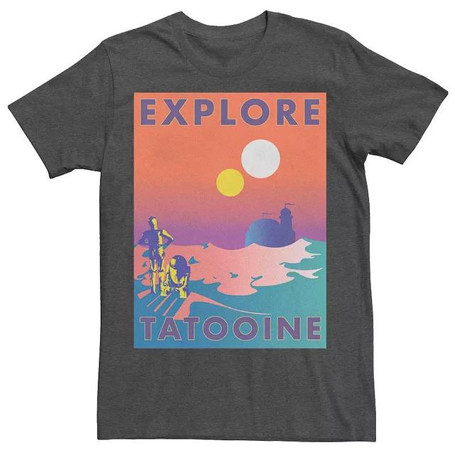 Mens Star Wars Explore Tatooine Faded Retro C-3PO & R2-D2 Poster Tee Product Image