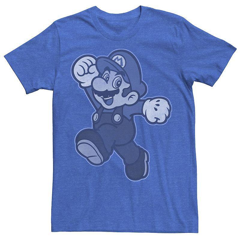 Mens Super Mario Tonal Blue Mario Portrait Tee Royal Grey Product Image