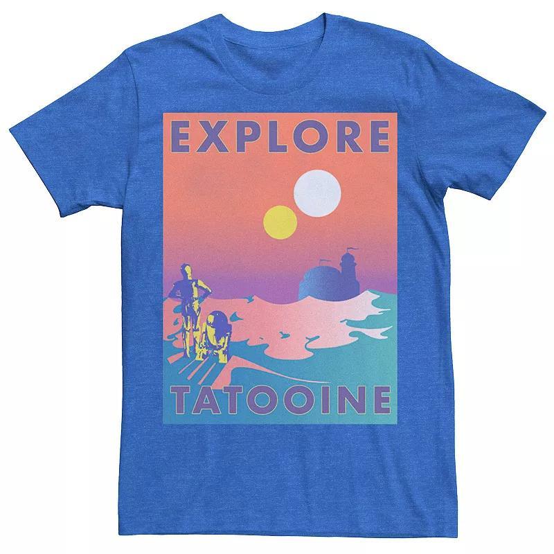 Mens Star Wars Explore Tatooine Faded Retro C-3PO & R2-D2 Poster Tee Red Product Image