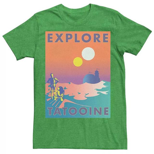 Mens Star Wars Explore Tatooine Faded Retro C-3PO & R2-D2 Poster Tee Kelly Grey Product Image