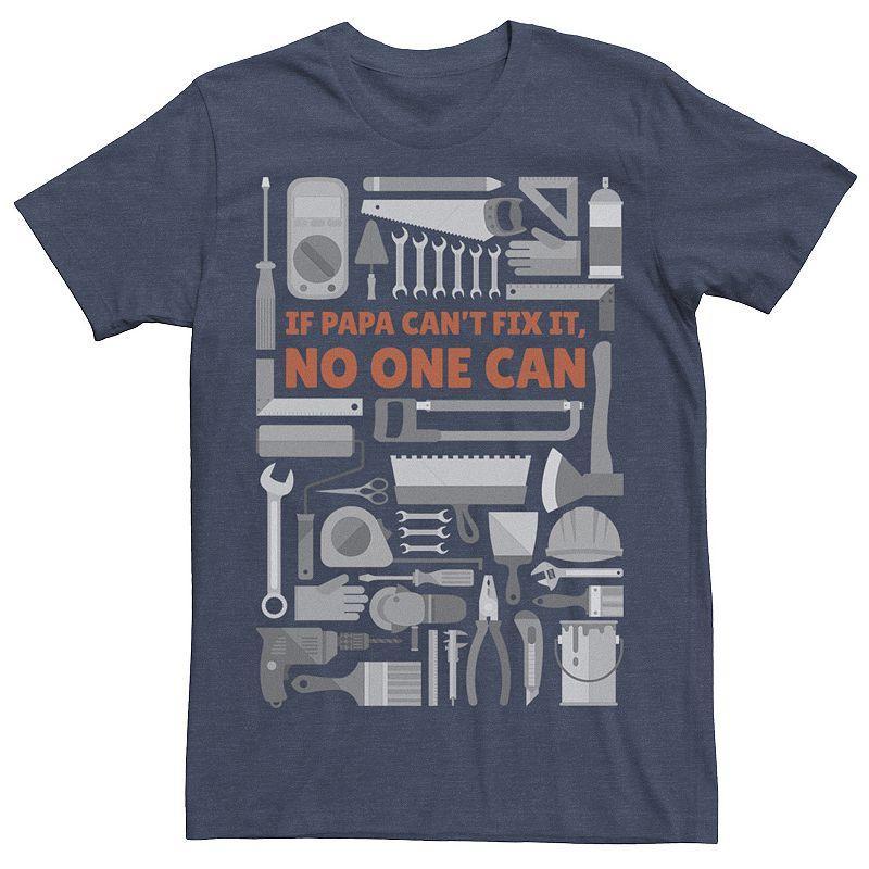 Mens If Papa Cant Fix It No One Can Tools Graphic Tee Navy Grey Product Image