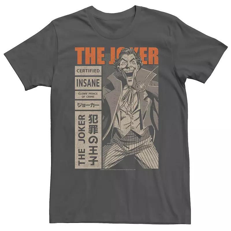 Mens Batman Joker Cover Kanji Retro Poster Tee Grey Product Image