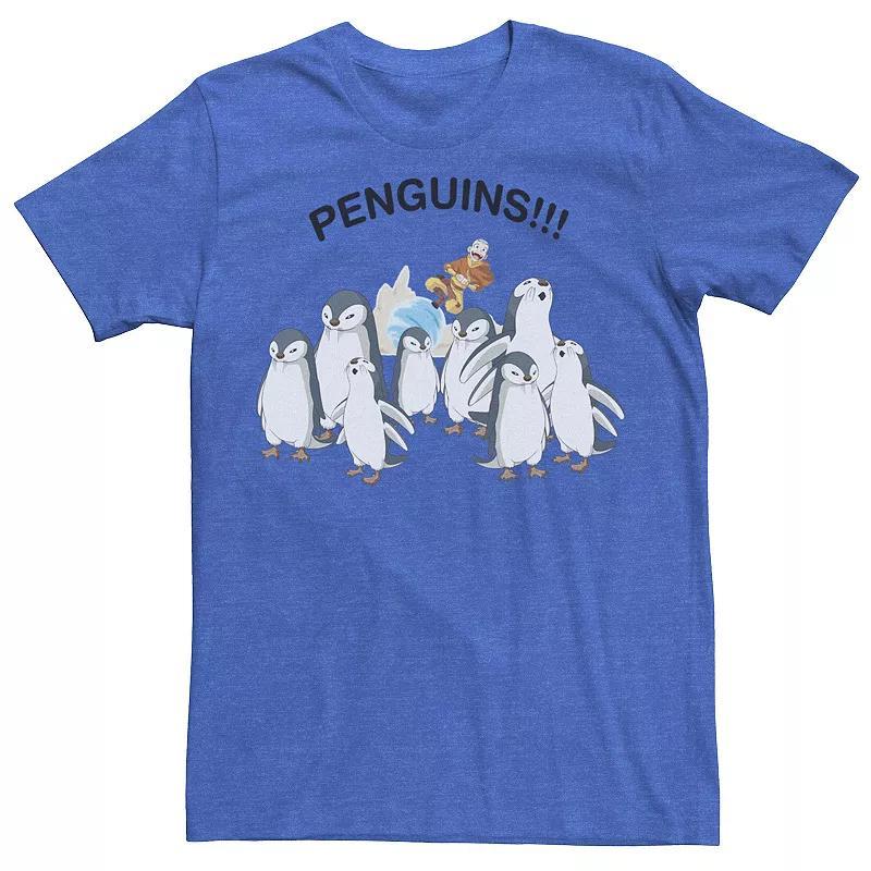 Mens Nickelodeon Avatar The Last Airbender Aang And Penguins!! Portrait Tee, Boys Athletic Grey Product Image