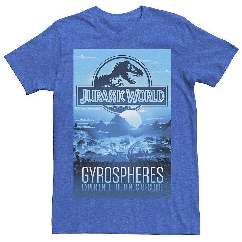 Mens Jurassic World Gyrospheres Tour Park Poster Graphic Tee Athletic Grey Product Image