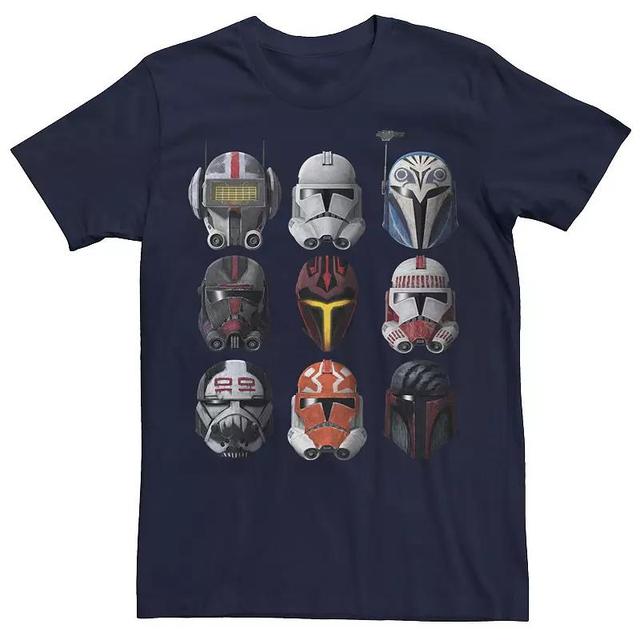 Mens Star Wars: The Clone Wars Clone Helmets Tee Blue Product Image