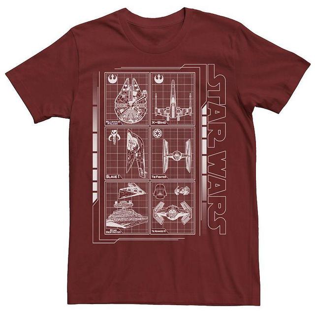 Mens Star Wars Battle Ships Schematic Tee Red Product Image