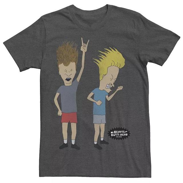 Mens Beavis and Butthead Distressed Head Bang Graphic Tee Grey Heather Product Image