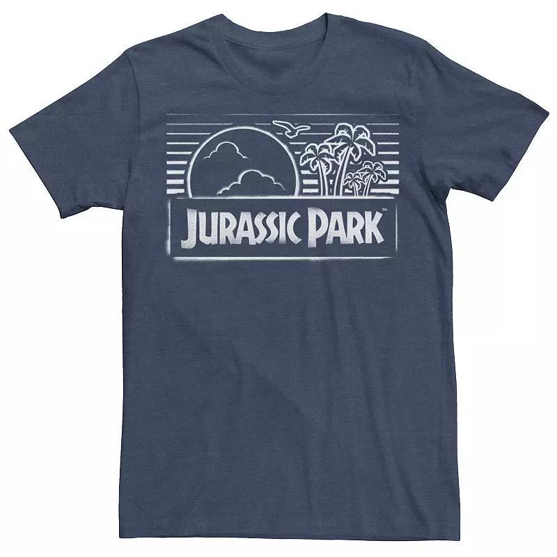 Mens Jurassic Park Spray Painted Stencil Logo Tee Navy Grey Product Image