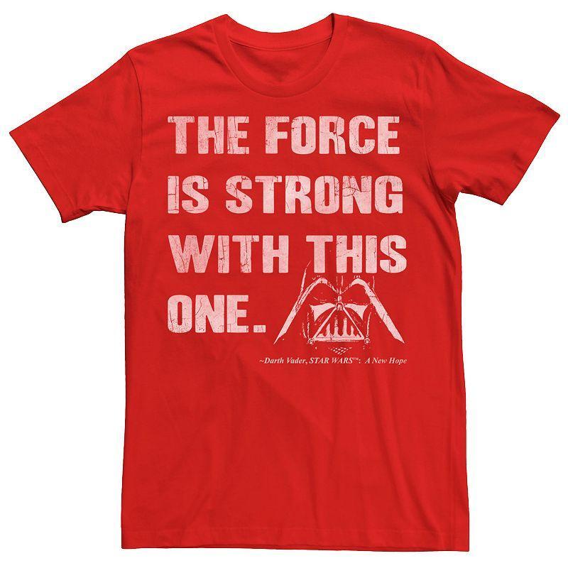 Mens Star Wars Darth Vader Force Is Strong Quote Tee Red Grey Product Image