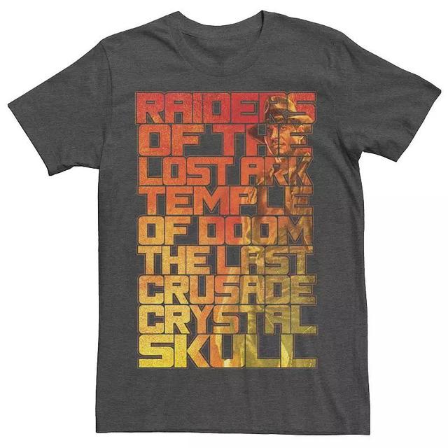 Mens Indiana Jones List of Many Adventures Graphic Tee Dark Grey Product Image