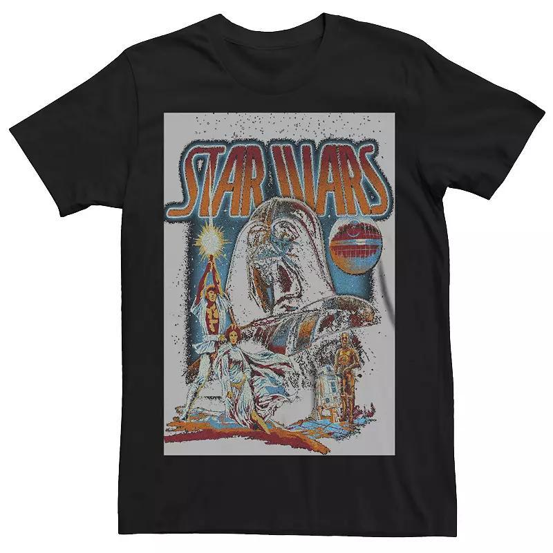 Mens Star Wars Explore Tatooine Faded Retro C-3PO & R2-D2 Poster Tee Red Product Image