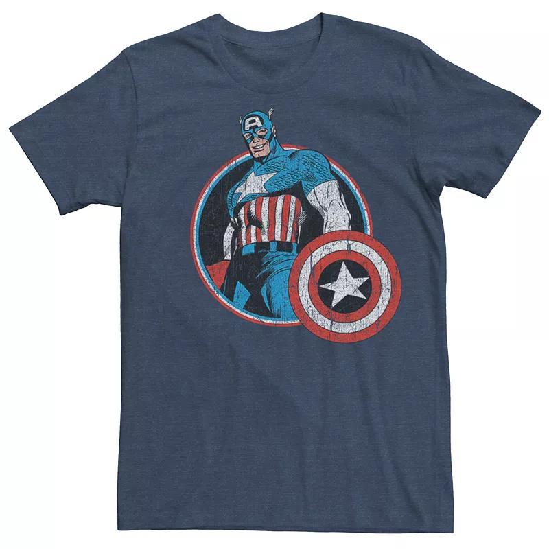 Mens Captain America Retro Tee Navy Grey Product Image