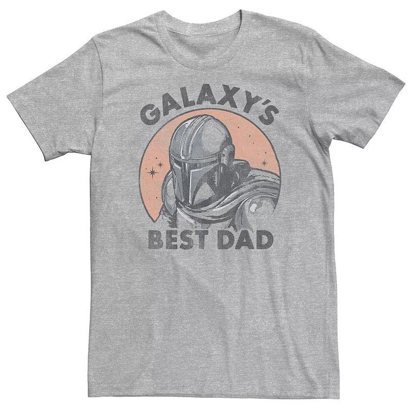 Big & Tall Star Wars: The Mandalorian Galaxys Best Dad Distressed Portrait Tee, Mens Athletic Grey Product Image